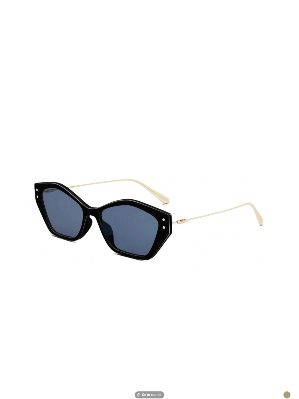 Dior Women's Black Frame Sunglasses with Gold Arms and Blue Lenses